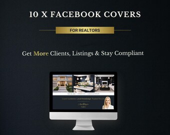 Portadas de Facebook de agentes inmobiliarios de lujo (paquete de 10) / Canva editable