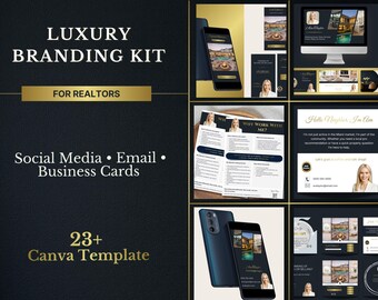 Plantillas de Canva para branding de agente inmobiliario / Paquete para redes sociales, tarjetas de presentación y firmas de correo electrónico