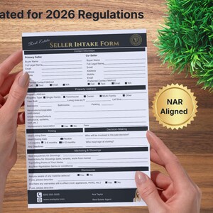 2026 Realtor Seller Intake Form | Listing Lead Sheet & Pre-Listing Questionnaire
