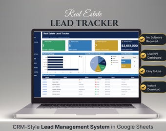 Hoja de cálculo para seguimiento de clientes potenciales, sector inmobiliario, panel de control de gestión de clientes potenciales para Google Sheets