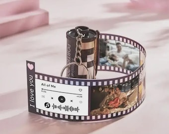 Portachiavi Jewelora Con Pellicola Fotografica Personalizzata – 10 Foto, In Acciaio E Corda, Con Scatola Retrò, Regalo Personalizzato