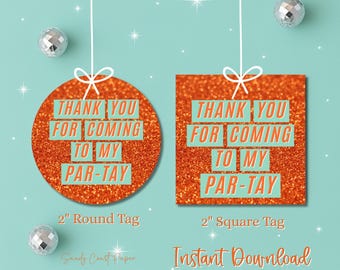 Showgirl Birthday Favor Tags: Glam Vegas Theme (PDF Download)