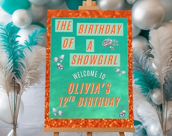 Showgirl Birthday Welcome Sign: Editable Canva Template (Digital Download)