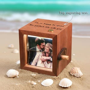 Personalized Photo Flipbook Animation Box,Creative Anniversary gifts,Custom wooden Photo Book with Light,Custom Crank Photobox Picture Box