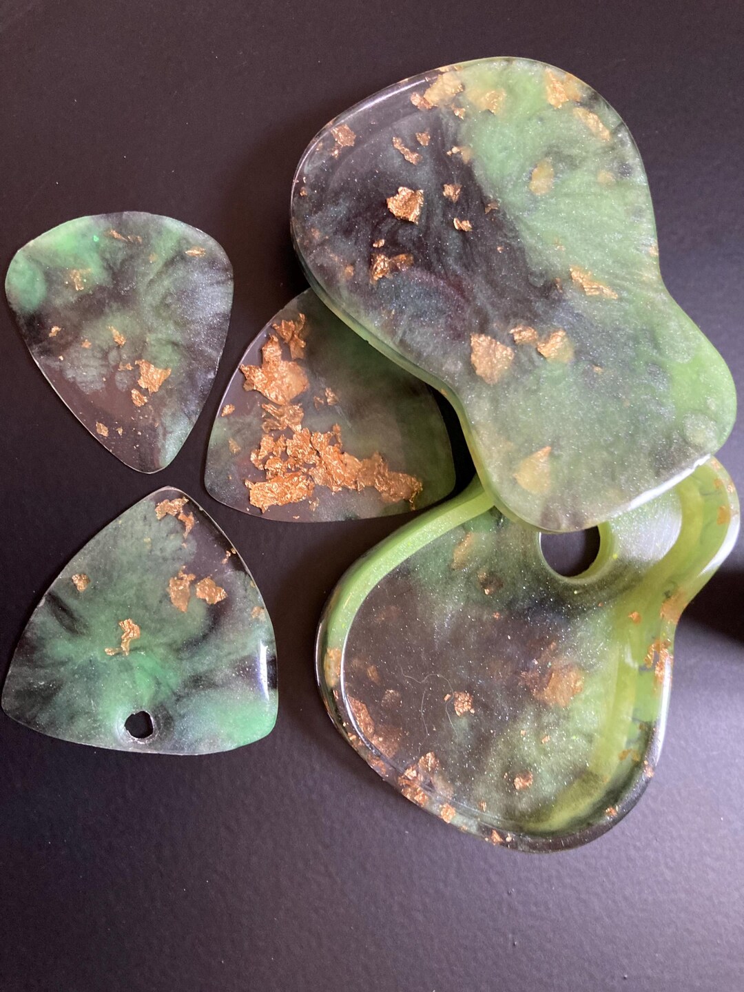 Handcrafted Guitar Pick Set of 3 Epoxy Resin Picks With Gold, Silver ...
