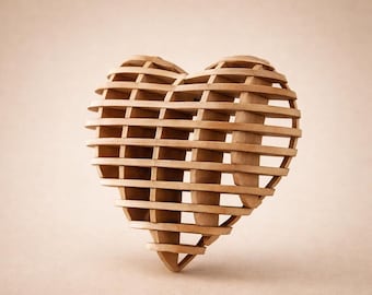 3D Wooden Heart – Modern Lattice Sculpture – Laser Cut File SVG DXF LightBurn – 4mm