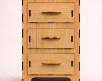 Mini Wooden Drawer Cabinet – Vintage Storage Furniture – Laser Cut File SVG DXF LightBurn – 4mm