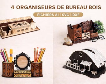 4 Tissue Box Laser Cut Files SVG DXF LBRN + Bonus 4mm Wood Tissue Holder LightBurn
