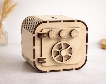 Wooden Safe Box Piggy Bank – Laser Cut File SVG DXF LightBurn – 4mm