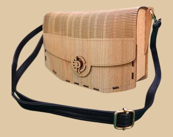 3D Wooden Bag with Shoulder Strap - SVG DXF Digital Files Laser Cutting (3mm Model)