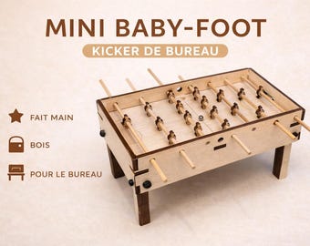 Mini Wooden Foosball Table – DIY Game – Laser Cut File SVG DXF LightBurn – 3mm
