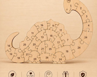 Wooden Educational Puzzles SVG DXF LBRN | Dinosaur Snail Round Puzzle Bundle | Kids Learning Toys | Laser Cut Files 3mm