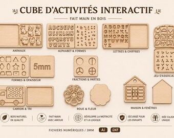 Educational Wooden Games SVG DXF LBRN | Fine Motor Skills Activities for Kids | Busy Board Laser Cut Files | Montessori Wooden Toys
