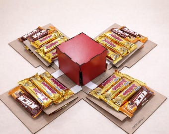 Laser Cut File SVG DXF LightBurn Explosion Box | Gift Box for Chocolate | 3 Sizes | Laser Ready File 3mm