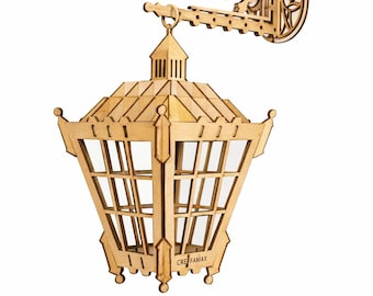 Wall Lantern Wooden Lamp – Laser Cut File SVG DXF LightBurn – 4mm