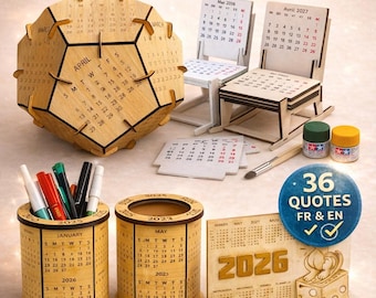 Laser Cut Calendar Files 2026 2027 – 4 Designs Bundle Wood 3mm