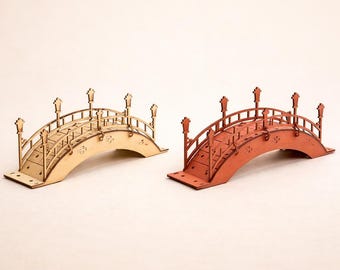 3D Wooden Bridge Laser Cut File SVG DXF LBRN | Miniature Diorama Bridge | Wood Model 3mm
