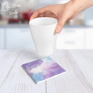 Watercolor Ceramic Coaster Set, Artistic Coasters for Home Decor, Unique Gift for Coffee Lovers, Stylish Table Accessories, Custom Coaster