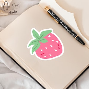 Sweet Strawberry Kiss-Cut Stickers | Cute Fruit Decor, Laptop Stickers, Scrapbooking, Gift for Her, Aesthetic Decor