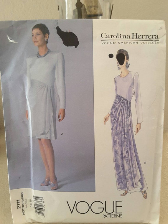 Vintage 1998 Carolina Herrera Vogue Dress Pattern 2111 Sizes | Etsy