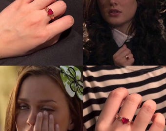 Blair Ruby Ring i Gossip Girl, smycken som burits på TV, present till flickvän, present till Gossip Girl-fans, födelsedagspresent till vän