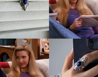 Phoebe Boho-smycken, lapis lazuli-sten i statement-stil, replika-smycken från Vänner TV-serien, present till Vänner-fans, perfekt present till mamma