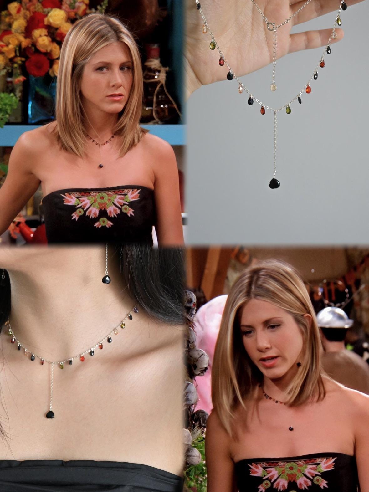 rachel's strapless yellow embroidered dress from friends Rachel Green Yellow Strapless Dress Friends 90's Slit Dress Sewing Pat –  Rosys Patterns main image 1