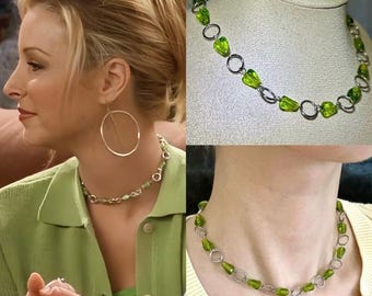 Phoebe Boho Halsband, Phoebe Buffay Smycken i Vänner TV-serien, Grönt Vintage Halsband, perfekt födelsedagspresent för kvinnor, Vänner-fans