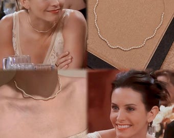 Monica halsband i Vänner, Monica Geller halsband, minimalistiskt halsband, läckert pärlhalsband, perfekt födelsedagspresent till kvinnor, present till mamma