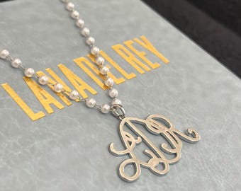 Lana Necklace, LDR necklace, Pearl Choker with LDR initials, ideal birthday gift for women, Christmas gift for girlfriends
