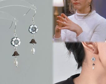 Rachel Green Earrings, Flower Drop Earrings, Rachel Friends TV Show Jewelry, ideal birthday gift for girlfriends, Christmas gift for women