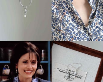 Monica Jewelry Set in Friends TV Show, Pearl Necklace and Earrings Set: Friends TV Show Jewelry, ideal birthday gift for girlfriend