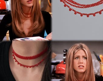 Rachel Green Halsbandsset, Rachels röda stenhalsband: Smycken från 90-talets Vänner TV-program, perfekt födelsedagspresent till kvinnor, julklapp till flickvän