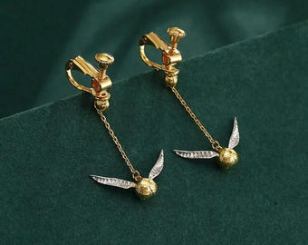 Magiinspirerade örhängen med gyllene vingvingar, perfekt födelsedagspresent till HP-fans, present till Potterhead, häxa, trollkarl, dotter, bästa vänner,