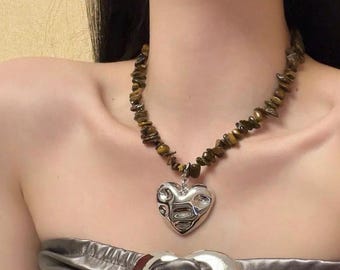 Heart Pendant Necklace,Y2K Necklace, Cute Necklace, Gift for girls,Birthday Gift for BFF,Gift for Girlfriend,Eye-catching, Party ,Sparkling,