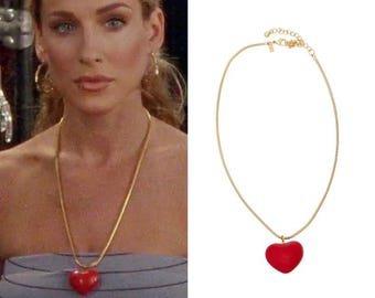 Carrie halsband med rött hjärta, ikoniskt SATC Carrie-halsband, smyckespresent till flickvän, födelsedagspresent, mors dag-present, present till mamma