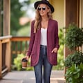Soft Knit Cardigan With Pockets, Women's Open Front Long Sleeve Sweater