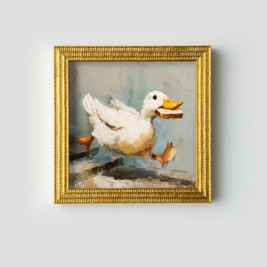 Handbemalte Ente mit Brot Ölgemälde: Wohnzimmer Wand Kunst Dekor, Einweihungsparty Geschenk