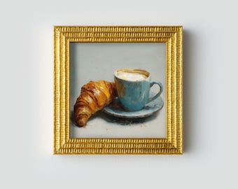 Stillleben Frühstück Ölgemälde: Esszimmer Wand Kunst Dekor, 5X5 Housewarming Geschenk