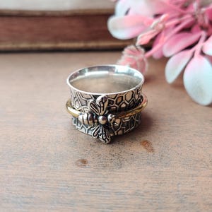925 Sterling Silver Ring, Handmade Ring, Promise Ring, Beautiful Ring, Honey Bee Silver Ring, Spinner Ring, Band Silver Ring, Woman Ring,