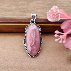 Natürlicher Rhodochrosit Anhänger, 925 Sterling Silber Anhänger, Schöner Anhänger, Schöner Anhänger, Statement Anhänger, Handgemachter Anhänger, Geschenk Ihn