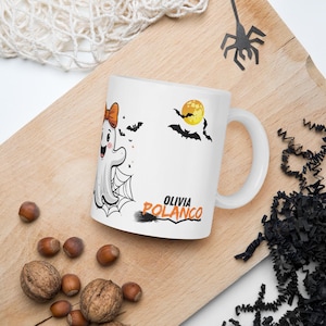 Cute Ghost Mug- Halloween Ghost with Bow