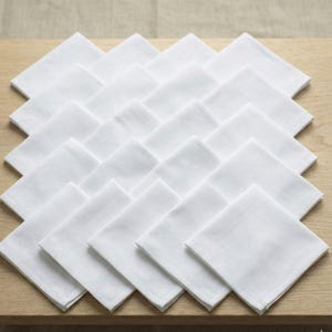 Men’s White Cotton Handkerchiefs - Soft Premium Cotton Hankies-Classic Pocket Square for Suits - Reusable Wedding Handkerchief