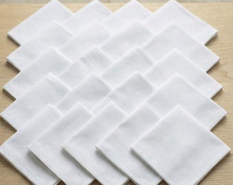 Men’s White Cotton Handkerchiefs - Soft Premium Cotton Hankies-Classic Pocket Square for Suits - Reusable Wedding Handkerchief