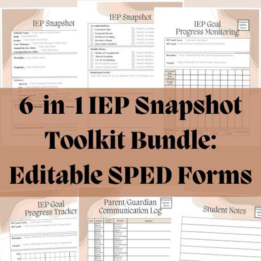 Editable SPED Forms: 6-in-1 IEP Snapshot Toolkit Bundle (digital ...