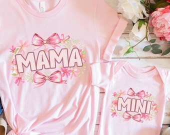 Mama and Mini Coquette Flower Shirt, Mini Mama Shirt, Mini Toddler Shirt, Matching Mama Mini Shirt, New Mom Gift, First Mama Shirt