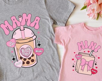 Mama and Mini Matching Shirts, Mama and Mini Valentine’s Day Coffee And Milk, Shirt for Mama, New Mama Shirt, Mama Mini Valentines Shirt,