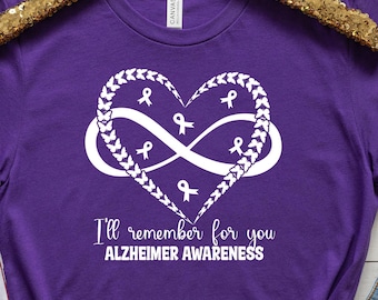 I will Remember Awareness Shirt, Purple Ribbon Shirt, Alzheimer's T-shirt, Motivational Shirt, Remembering For You, Inspirational Tee