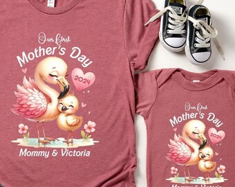 Personalized Swan Mommy & Me Shirts - First Mother's Day Outfits