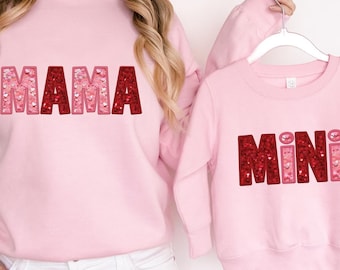Mama  and Mini Shirt, Mini Mama Shirt, Sequins Print Mama Shirt,Gift for Mama,Baby Shower Gift, Mother's Day Gift, Girl Mama,Girl Mama Shirt